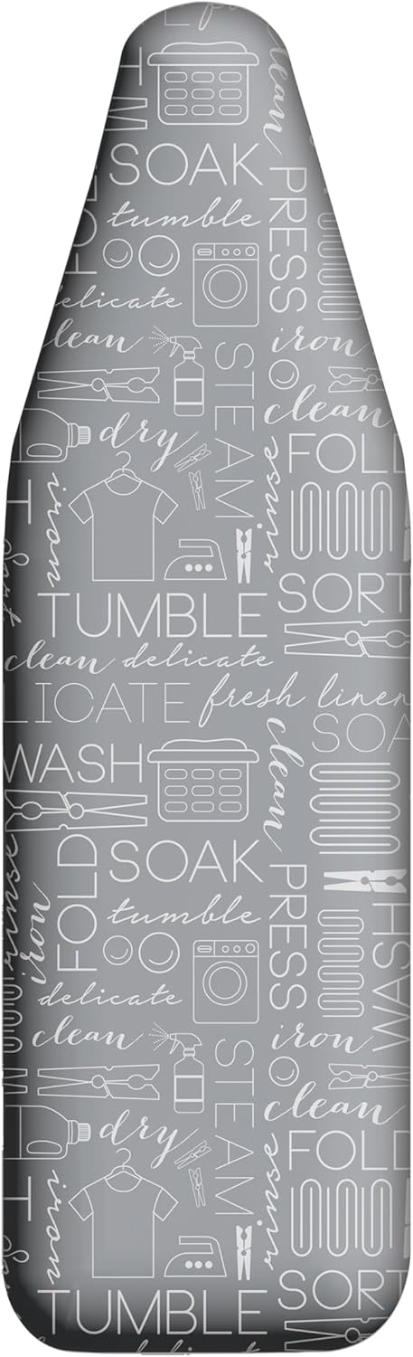 Scorch Resistant Ironing Board Cover by Simplify - Thick Cotton Padding, Stretch Elastic Fit, Grey