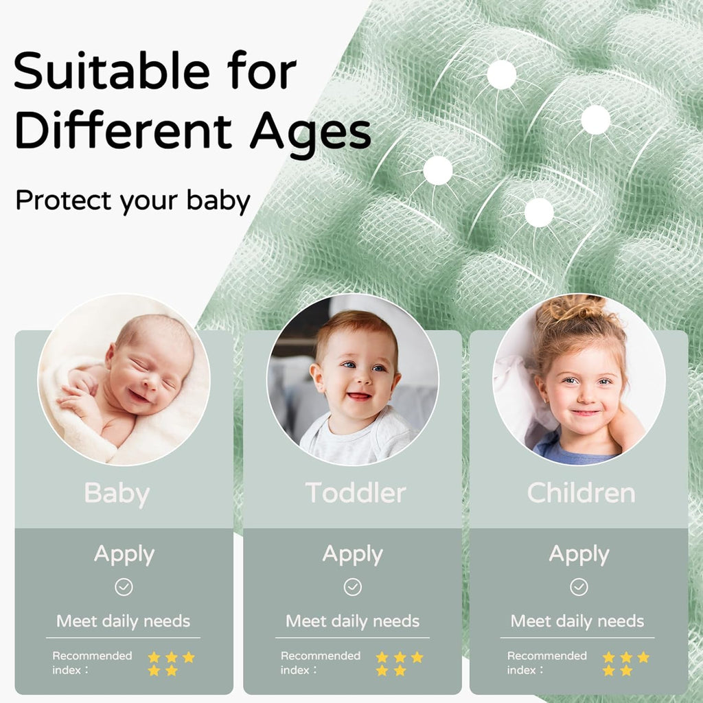 Yoofoss Hooded Baby Towels - 100% Muslin Organic Cotton Bath Towels for Newborns | 2-Pack, Soft & Absorbent, 32x32 Inch, Apricot & Green