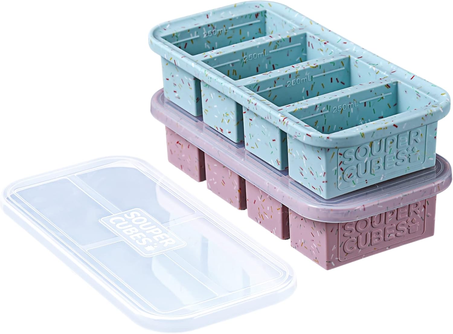 Souper Cubes 1 Cup Silicone Freezer Molds with Lids | Perfect for Meal Prep & Freezing Broth - 2-Pack