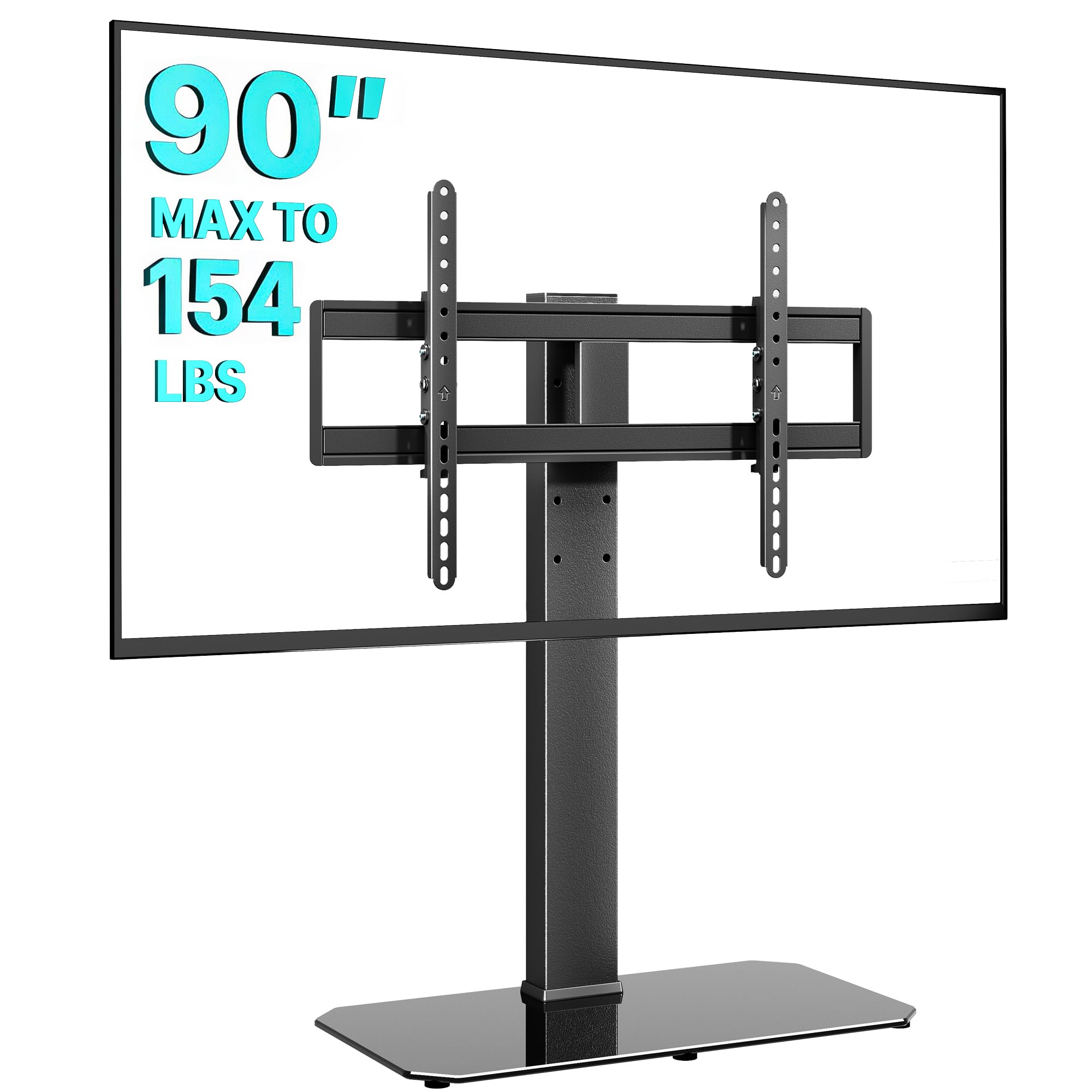 Pegzone Swivel Universal TV Stand with Mount for 43-90'' TVs, Holds 154 lbs, Height Adjustable Large Table top tv Stand, VESA MAX 600x400mm