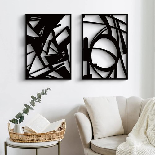 Glamativity Large Black Abstract Metal Wall Art - Minimalist 3D Textured Sculptures | Perfect for Living Room & Bedroom (22.5")