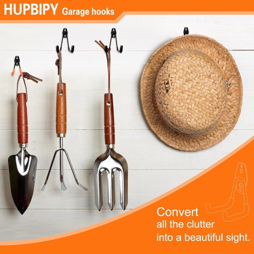 HUPBIPY Heavy Duty Garage Hooks - 26 Pack Wall Mount Storage Organizer for Tools, Ladders & Bikes