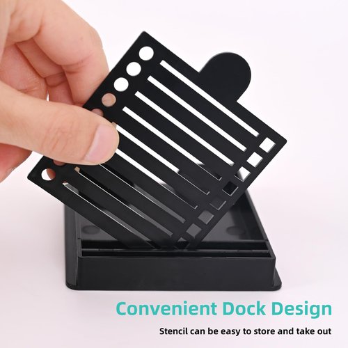 JANLOVE Sticky Note Holder Compatible with Post It Notes, 3x3 Sticky Note Stencil Dispenser with Template, Memo Pad Organizer with Five Line Box Drawing Template for Home and Office