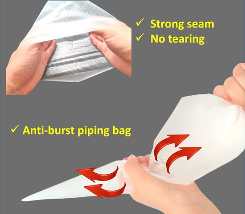 Large Disposable Piping Bags - 18 Inch Thick Plastic Anti-Burst Icing Bags | 100 Pack for Cake Decorating