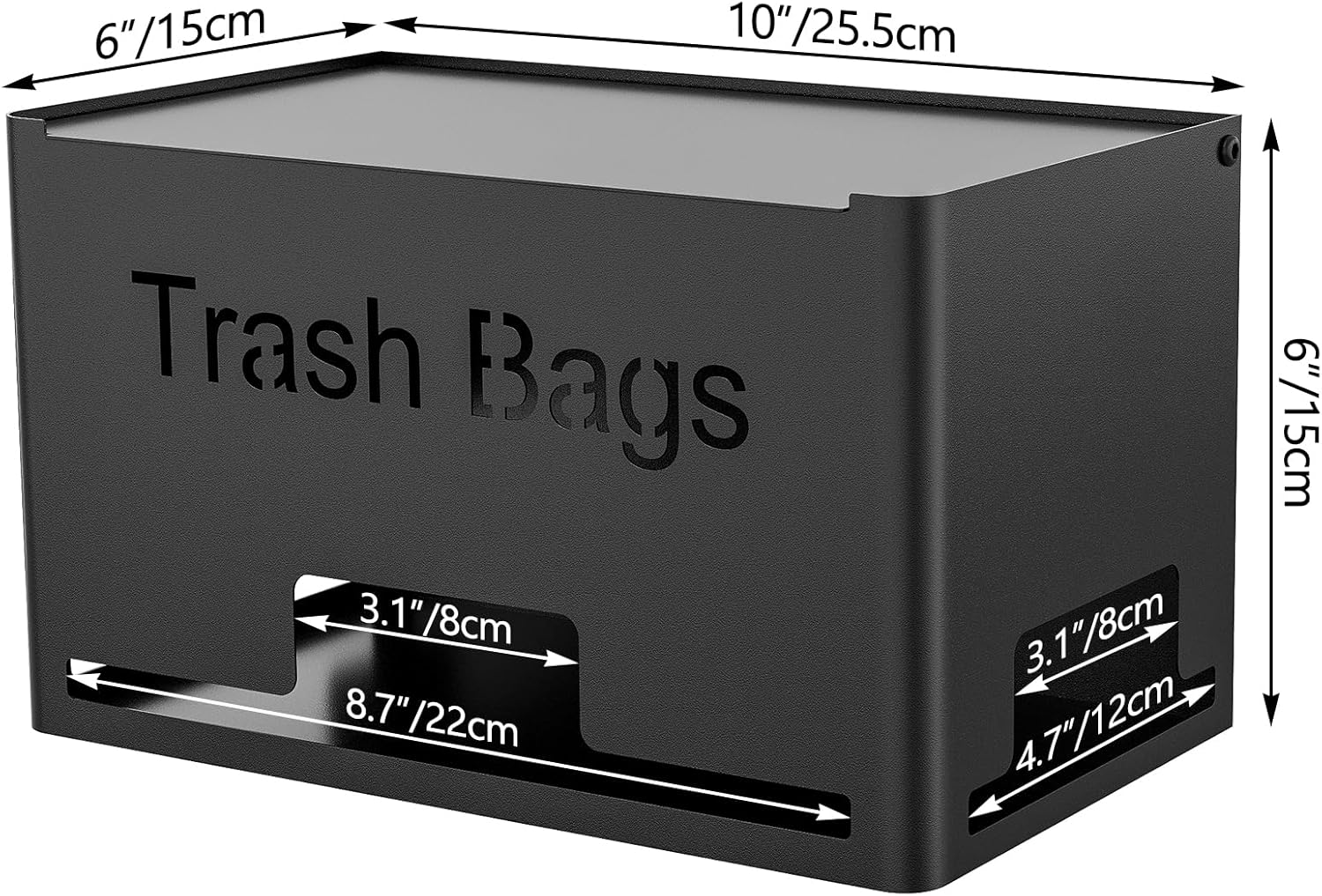 STWWO Large Trash Bag Holder - Metal Garbage Bag Dispenser for Kitchen Storage | Wall Mounted or Freestanding, Black