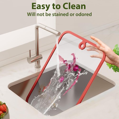 Freshmage Glass Cutting Boards - 2-Piece Non-Slip Chopping Board Set | Dishwasher-Safe Clear Design for Kitchen Prep & Serving