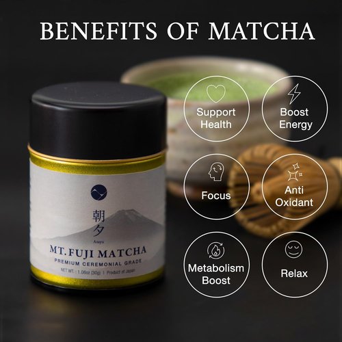 Asayu Japan Fuji Matcha Powder - Ceremonial Grade Green Tea from Mt. Fuji | 30g Can