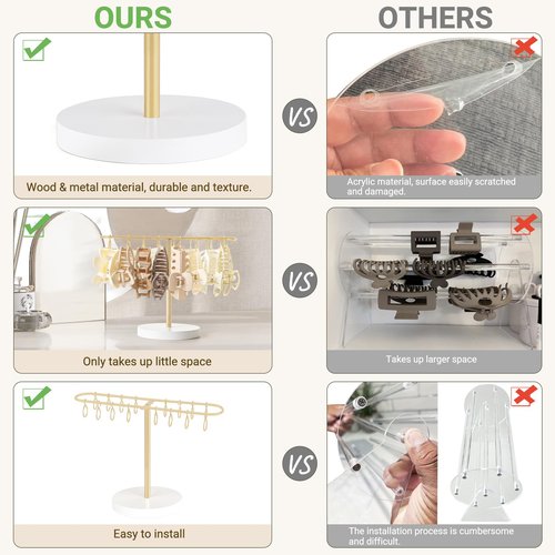 Mkono Metal Claw Clip Organizer Hair Claw Holder for Women and Girls Accessory Storage Display Stand for Dressing Table Bedroom Bathroom Decor, Gold
