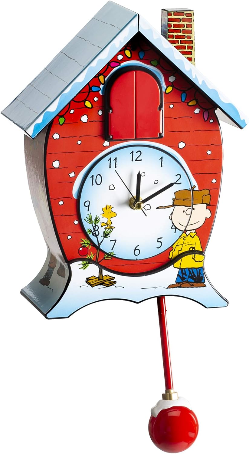Mark Feldstein Peanuts Cuckoo Clock - Linus and Lucy Song | 17-Inch Red Design