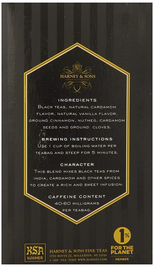 Harney & Son's Masala Chai Box of 20 Teabags Two Pack (40 Total) - Spicy Black Tea Blend With Cardamom, Vanilla, and Zesty Spices - 20 Wrapped Tea Bags Per Box