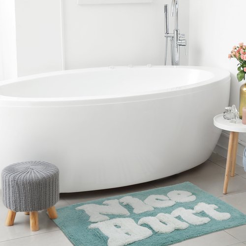 Jessica Simpson Cotton Bath Rug, Premium Overtufted Bathroom Rug, Machine Washable Decor, 20"x32", Nice Butt, Blue