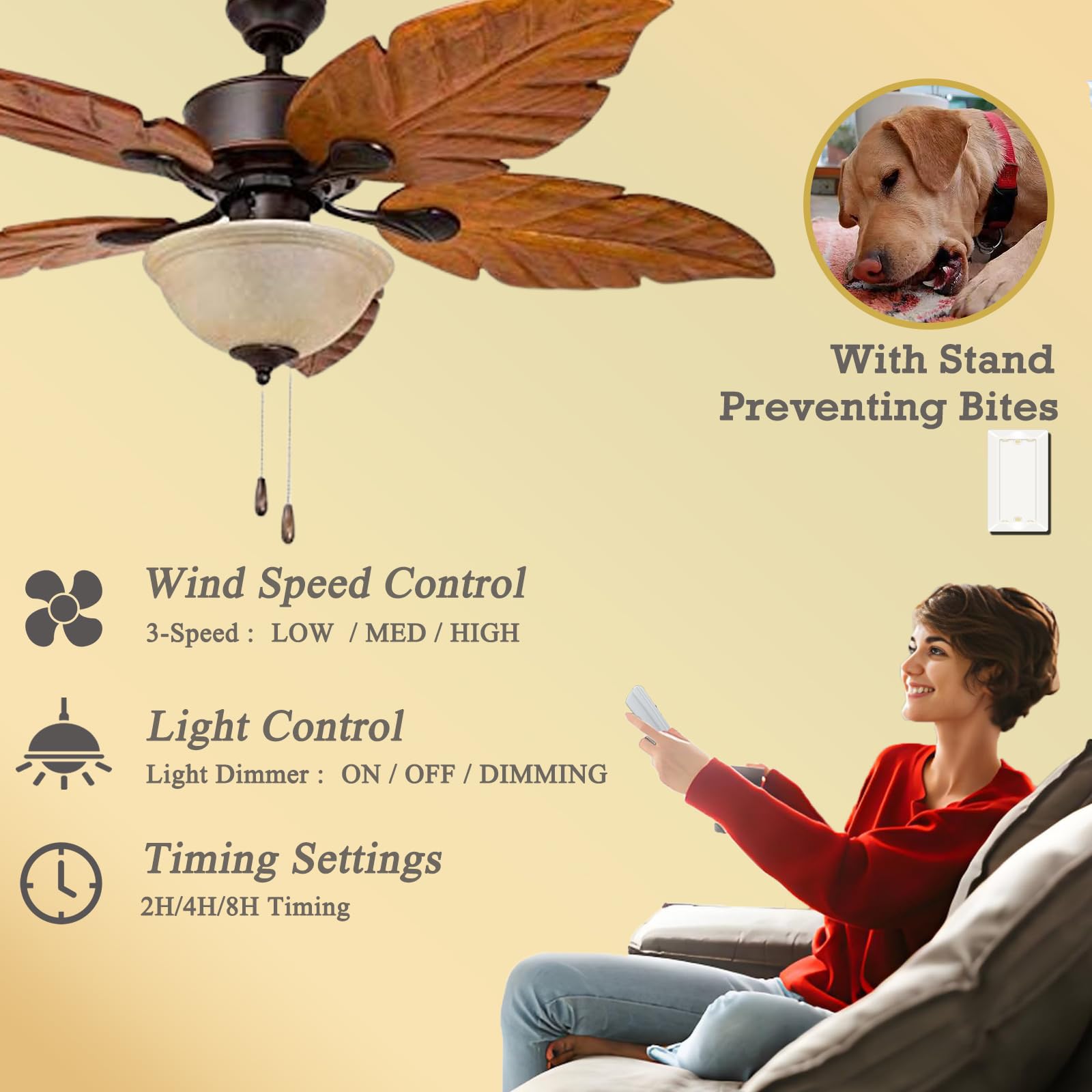 Universal Ceiling Fan Wall Remote Control, 3 Speed with Light Dimmer, Compatible with Harbor Brezee Hampton Bay Hunter Wall Control (White)