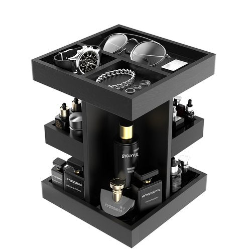 Cologne Organizer for Men, 360 Makeup Rotating Organizer, Organizador de Perfumes, Estante para Perfumes, Gifts for Men, Countertop Vanity and Bathroom, Bedroom Essentials, Mens Husband Gifts(Black)
