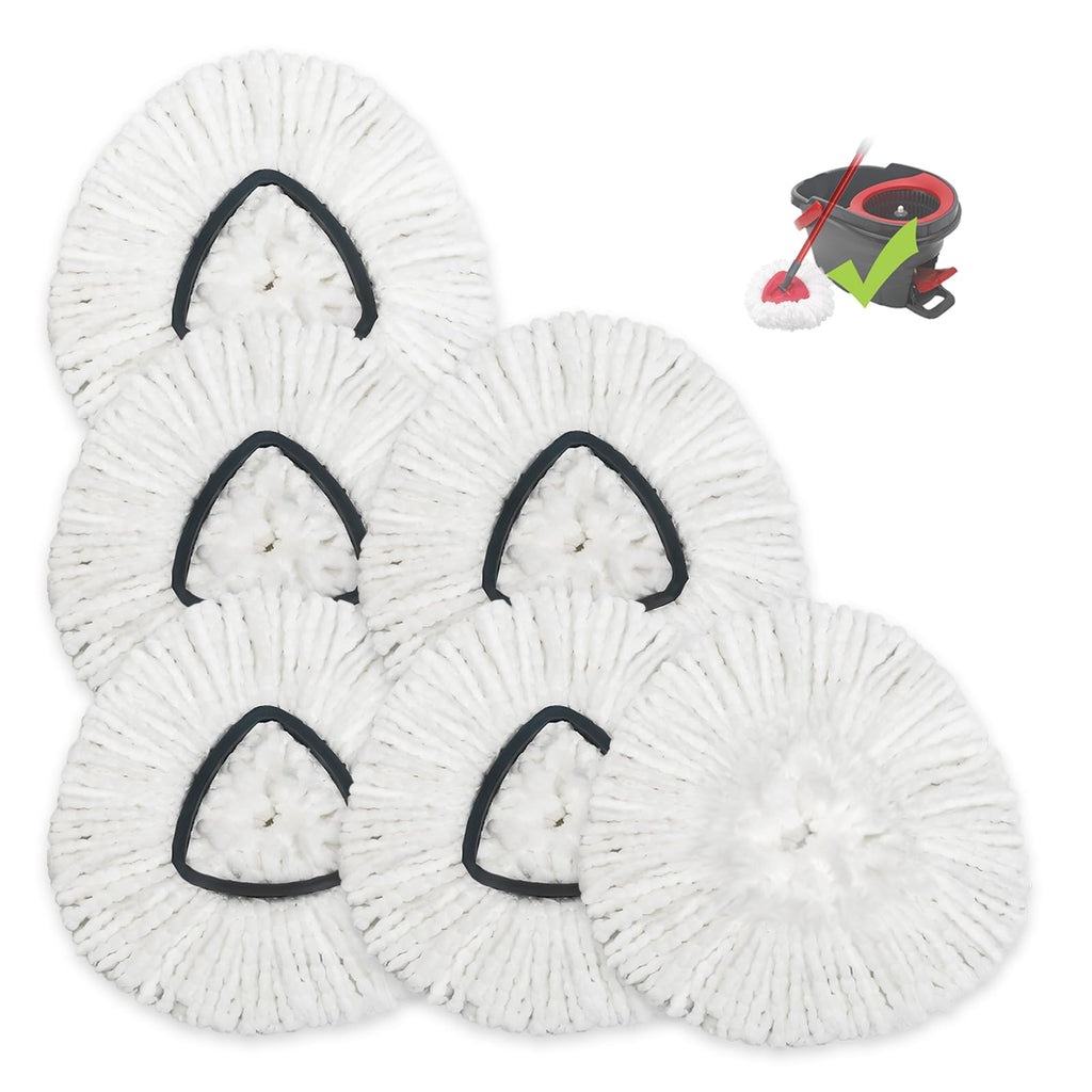 6 Pack Microfiber Spin Mop Replacement Heads Compatible with O-Cedar Triangle Spin Mop, Washable Reusable Mop Refills, Highly Absorbent Replacement Mop Heads for Hardwood, Vinyl & Laminate Floors