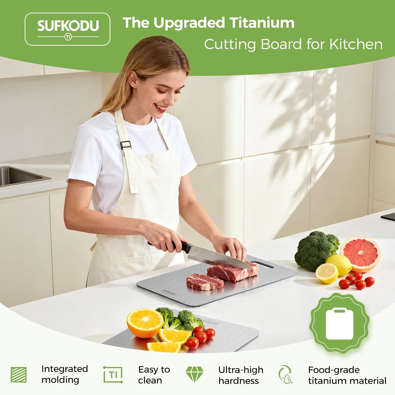 Titanium Cutting Board Set by [Brand Name] - 100% Double-Sided, Non-Toxic, Dishwasher Safe | 3 Sizes for Raw & Cooked Food