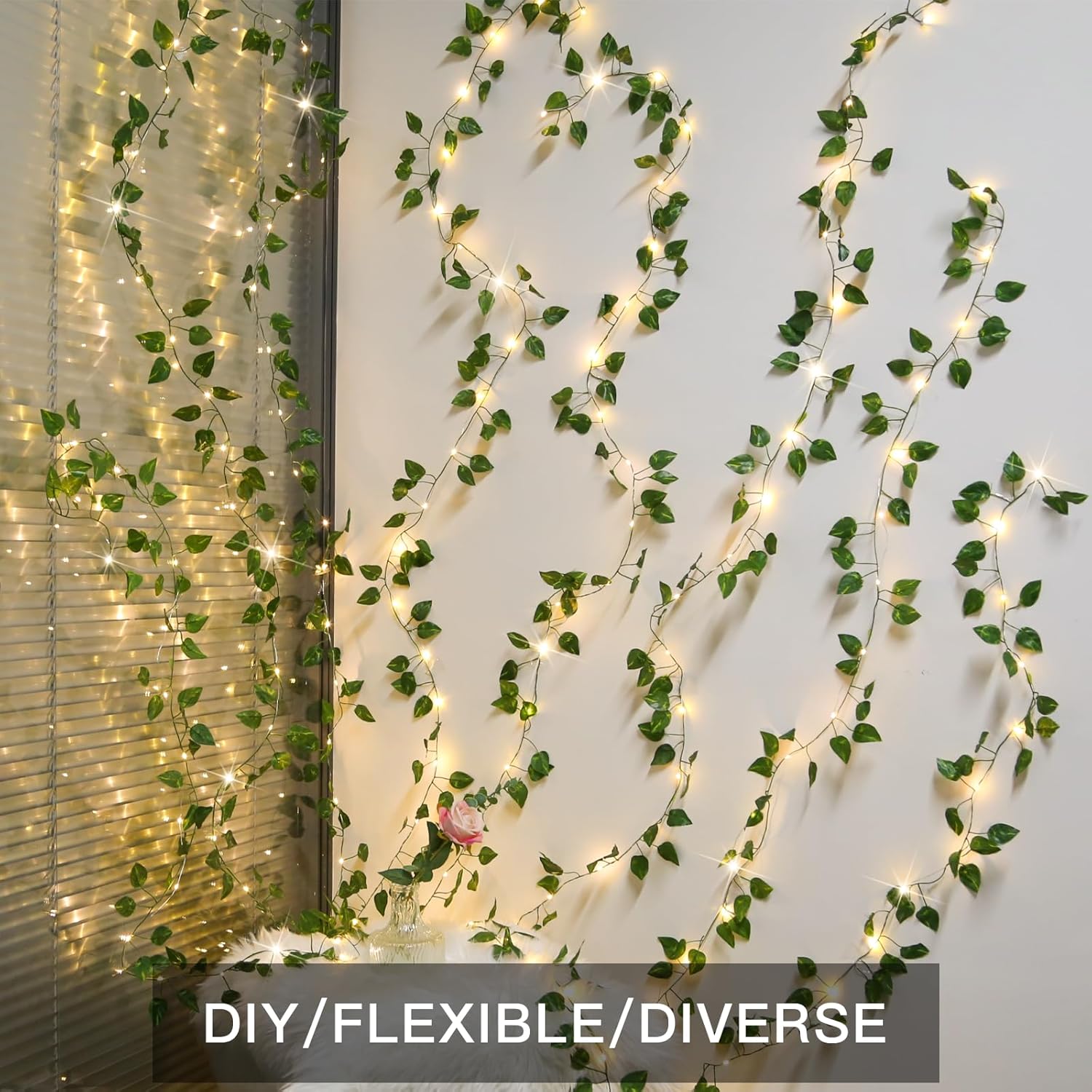 Suddus Vines with Lights - 200 LED Fairy String Lights with Remote | 6.5ft x 6.5ft for Indoor & Outdoor Decor