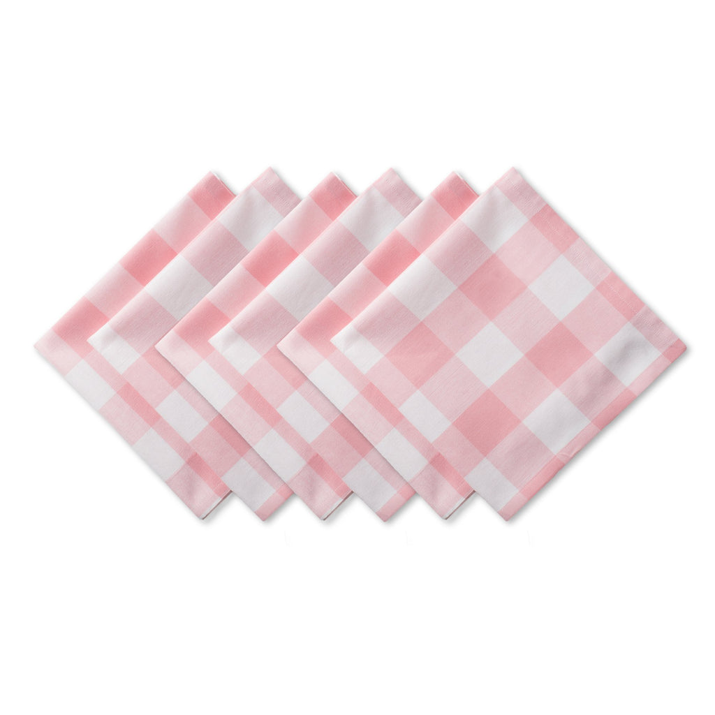 DII Buffalo Check Collection, Classic Farmhouse Cloth Napkin Set, 20x20, Pink & White, 6 Piece
