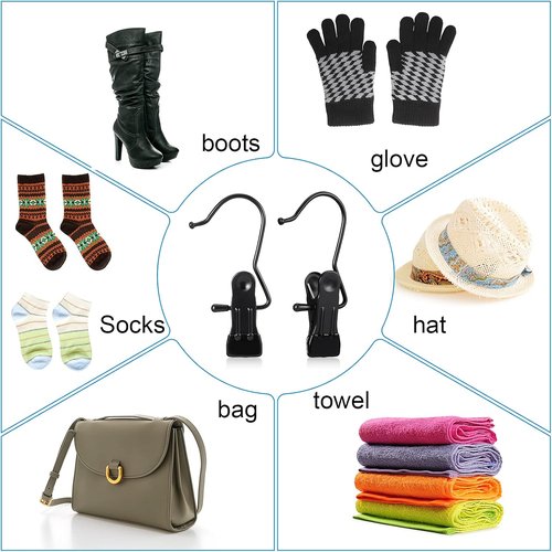 Hotop Boot Hanger Clips - 48 Heavy-Duty Hooks for Space-Saving Closet Organization | Black