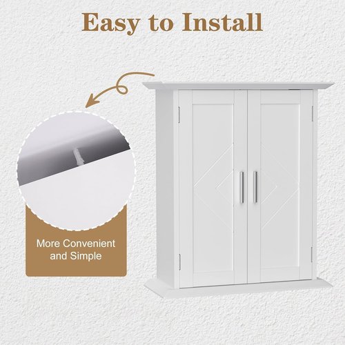 VECELO Medicine Cabinet Bathroom Wall Mount Storage with Adjustable Shelf and 2 Doors, White