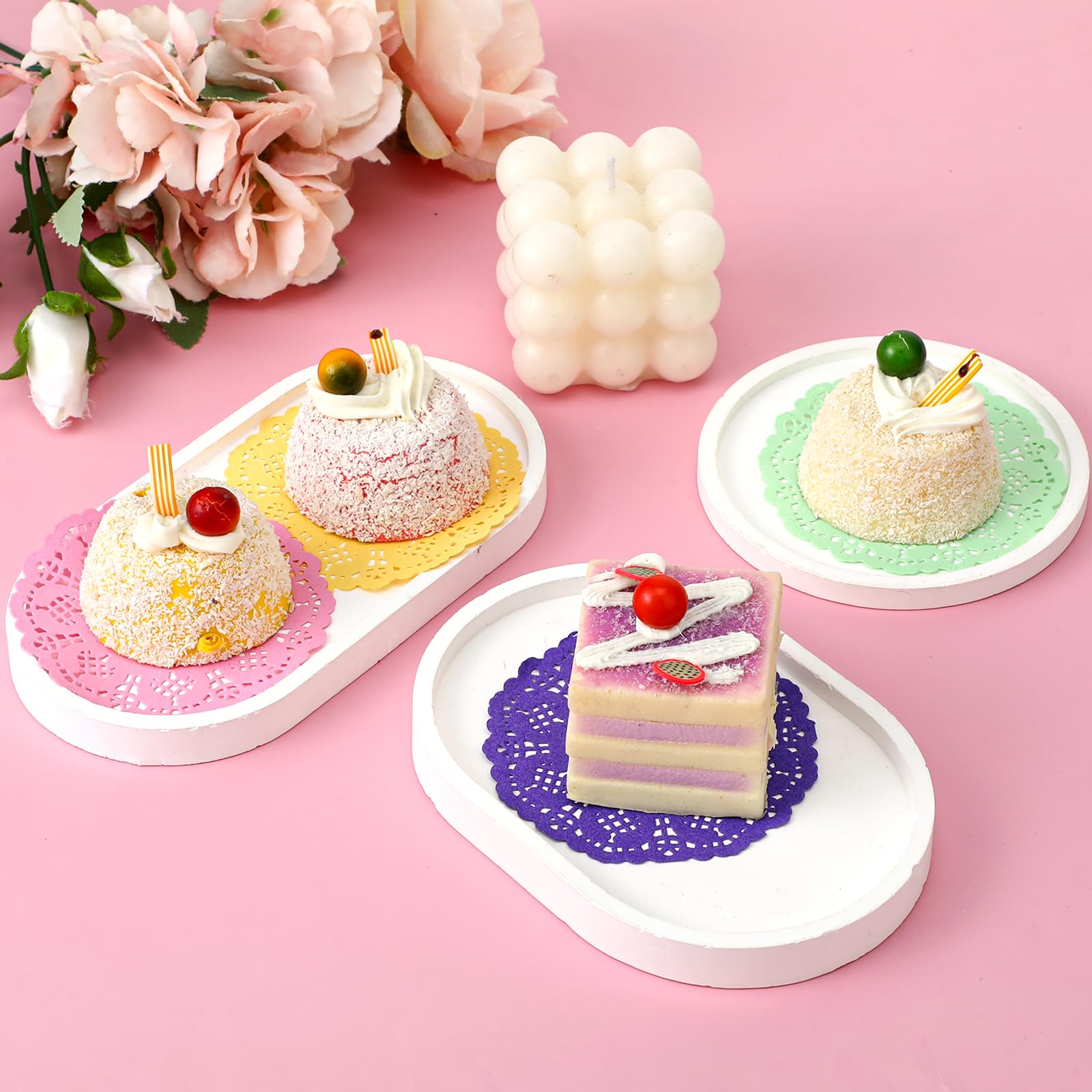 JJUNW 180 Pcs 3.35 Inch Round Lace Colored Paper Doilies, Assorted 9 Colors Mini Paper Doilies, Small Round Paper Doilies for Tables Crafts Wedding Party and Tableware Decoration