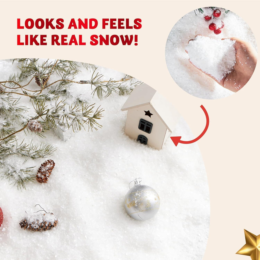Skiennix Fake Snow Decoration - Instant Artificial Snow for Christmas Crafts | 10.6 Ounces