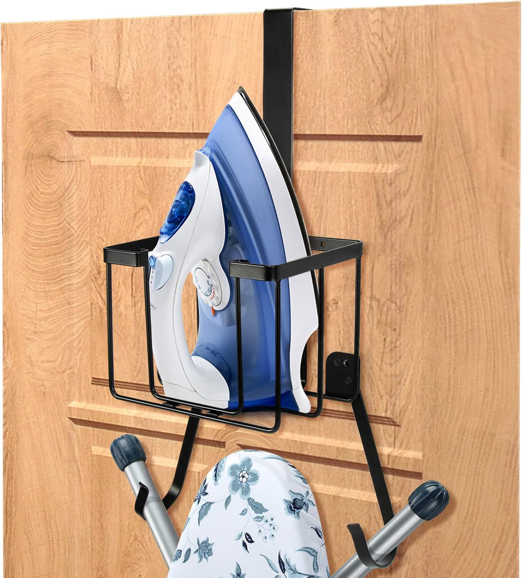 ORLESS Ironing Board Hanger - Over The Door/Wall Mount Storage Solution for Laundry Room, Black