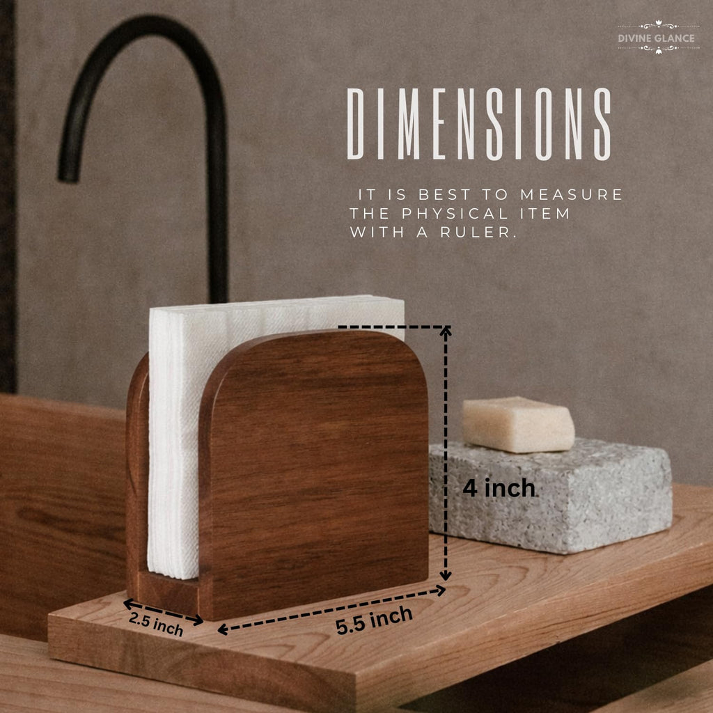 ARN CRAFT Acacia Wood Napkin Holder for Table, Wooden Napkin Holders for Kitchen, Standing Napkin Dispenser for Kitchen Dining Room Party Use, Kitchen Table Decor (Acacia 5.5"D x 2.5"W x 4"H)
