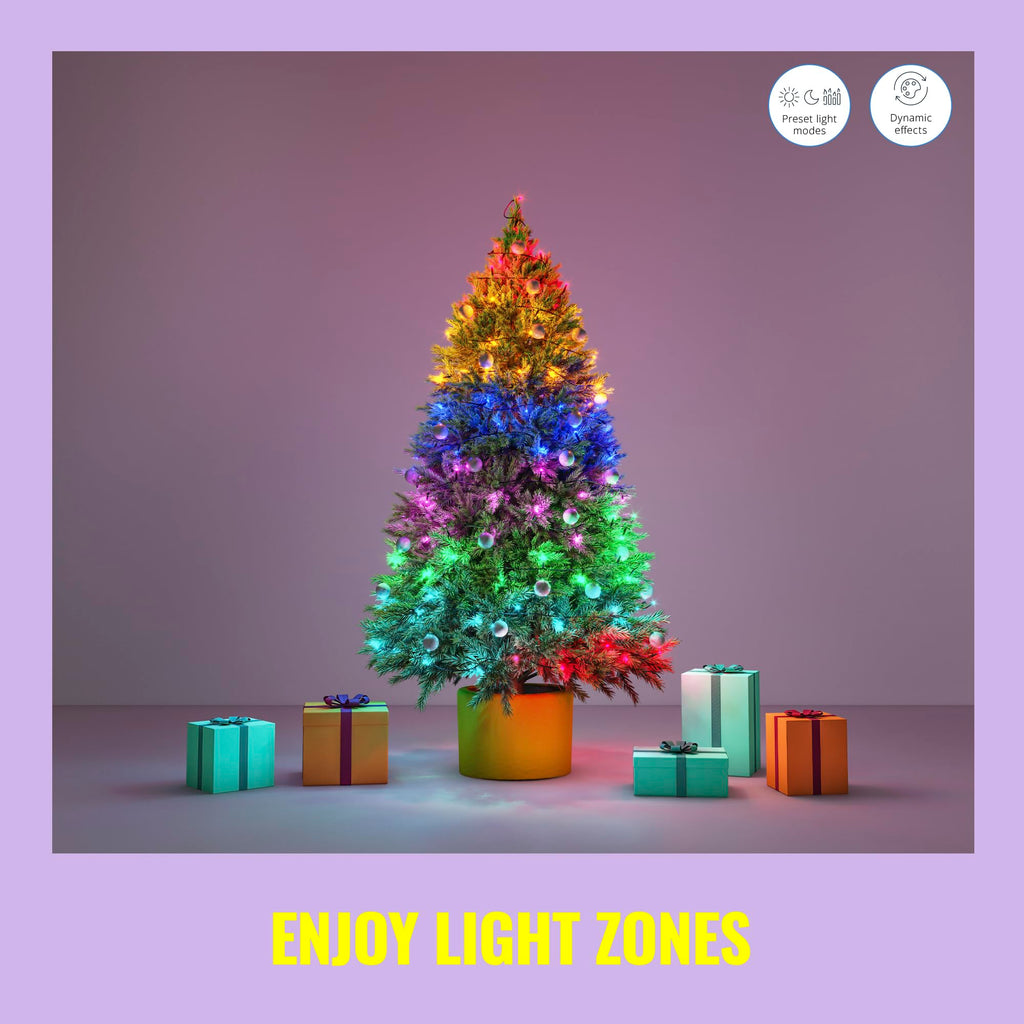 WiZ Connected Fairy Lights, 65.6ft RGB LED Smart Color-Changing, Static and Dynamic Modes, Music Sync, App and Voice Control