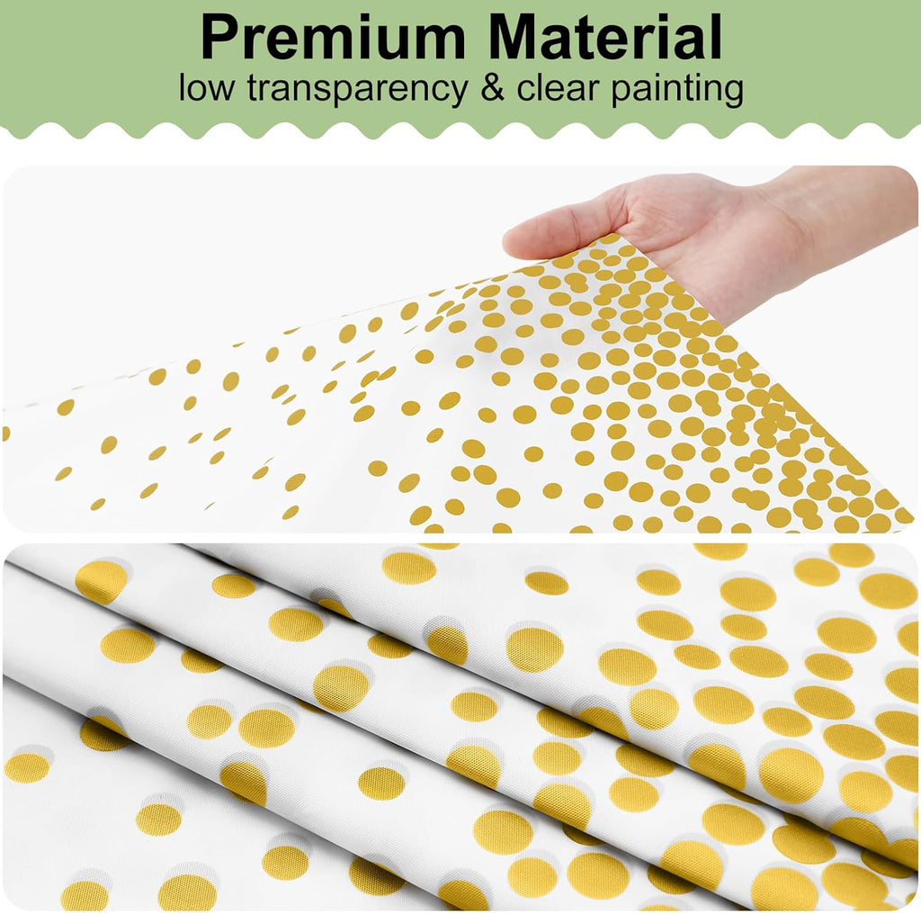 Misaya Disposable Tablecloths - 3 Packs of Waterproof 54 x 108 Inch Gold Dots on White for Parties & Picnics