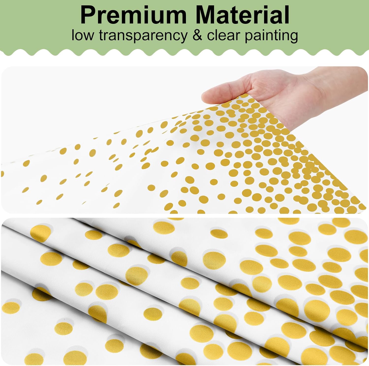 Misaya Disposable Tablecloths - 3 Packs of Waterproof 54 x 108 Inch Gold Dots on White for Parties & Picnics