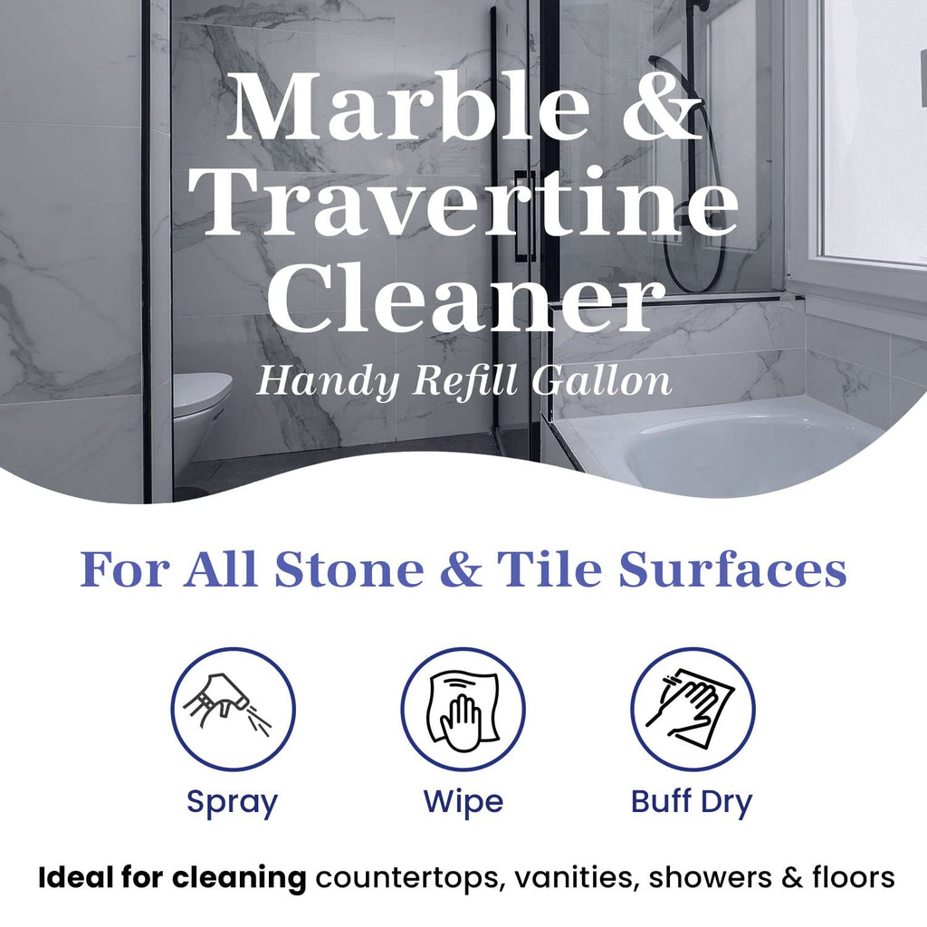 Marblelife InterCare Marble and Travertine Cleaner, Natural Stone & Terrazzo Liquid Cleaner, Shower & Tile Surface Care, Floor, Walls & Countertop Cleaner and Degreaser, Refill Gallon