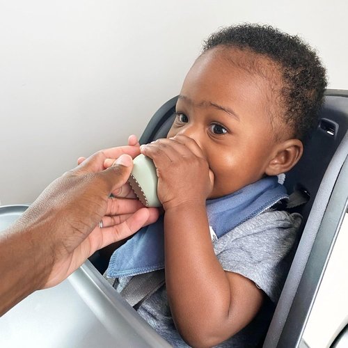 Ezpz Tiny Cup - 100% Silicone Training Cup for Infants | Sage Color - Ideal for Baby-Led Weaning