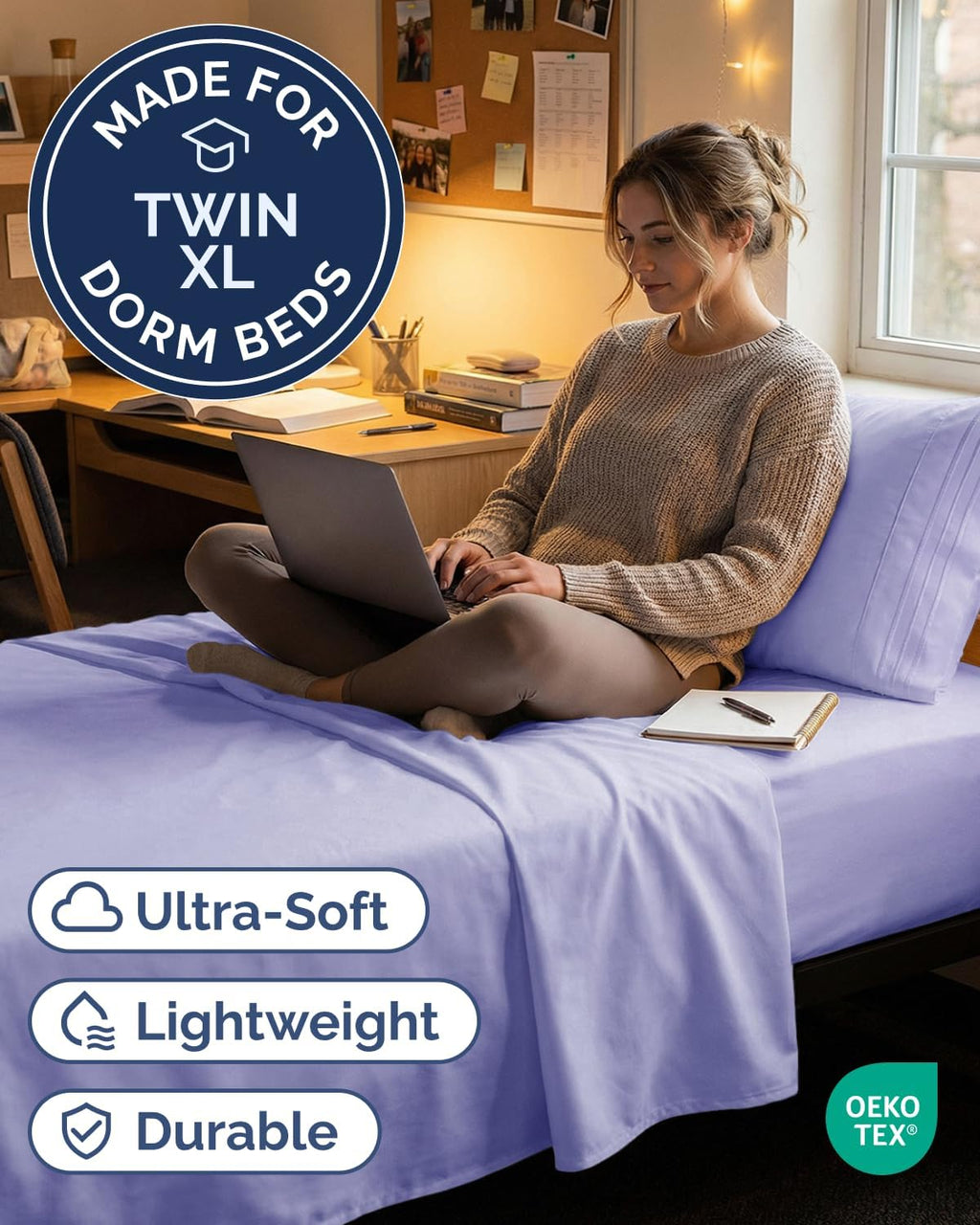 Regine Switzerland Twin XL Sheet Set - Comfy Cooling Bedding - Soft, Wrinkle-Free, Deep Pockets - Lavender