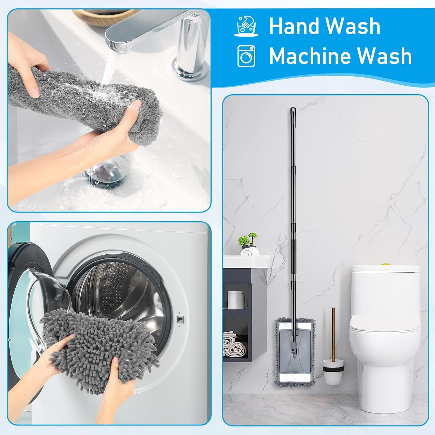 19" Wall Cleaner Mop with Long Handle for Wall Ceilings Floor Cleaning