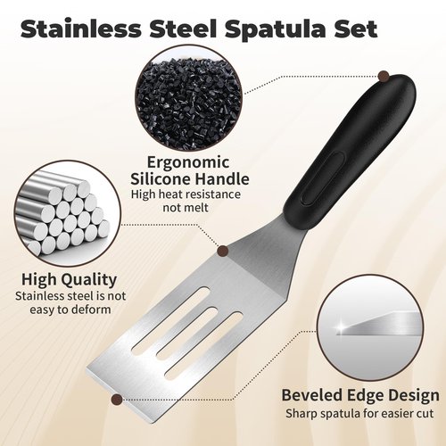 Stainless Steel Spatula Set,Mini Serving Spatula for Kitchen Use,Metal Spatula for Cooking with Heat Resistant Handle,Metal Spatulas for kitchen use for Pancakes、Lasagna、Brownies、Cake and Cookie (2PC)