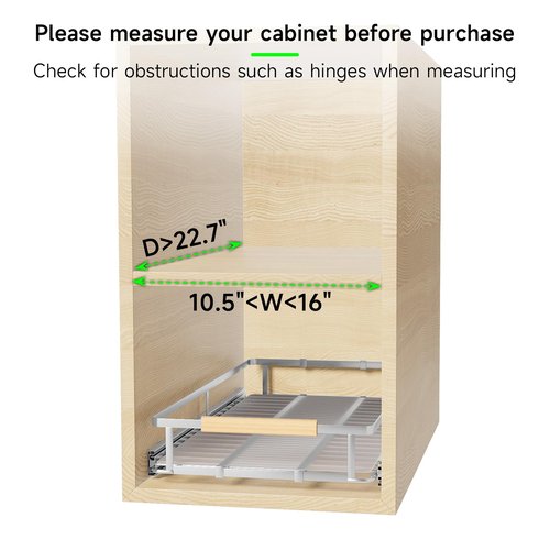SOFRON Expandable Pull Out Drawers for Cabinets, Kitchen Cabinet Slide Out Shelves, Adjustable Roll Out Drawers, Stainless Steel, Small 2 Pack, (10.5"-16") W * 22.7"D