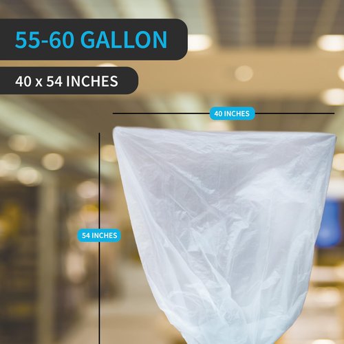 Large Garbage Bag - 55-60 Gallon Capacity, Heavy Duty, High Density, Tear Resistant, Unscented, Extra Strength for Commercial, Industrial, Office, House, Lawn, Events, Bulk Qty 150 Bags