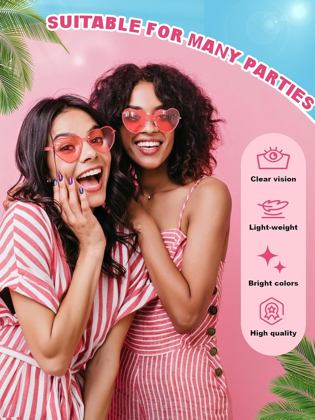 Skiennix Heart Shaped Sunglasses - Colorful Trendy Glasses for Women | 12 Pairs for Parties