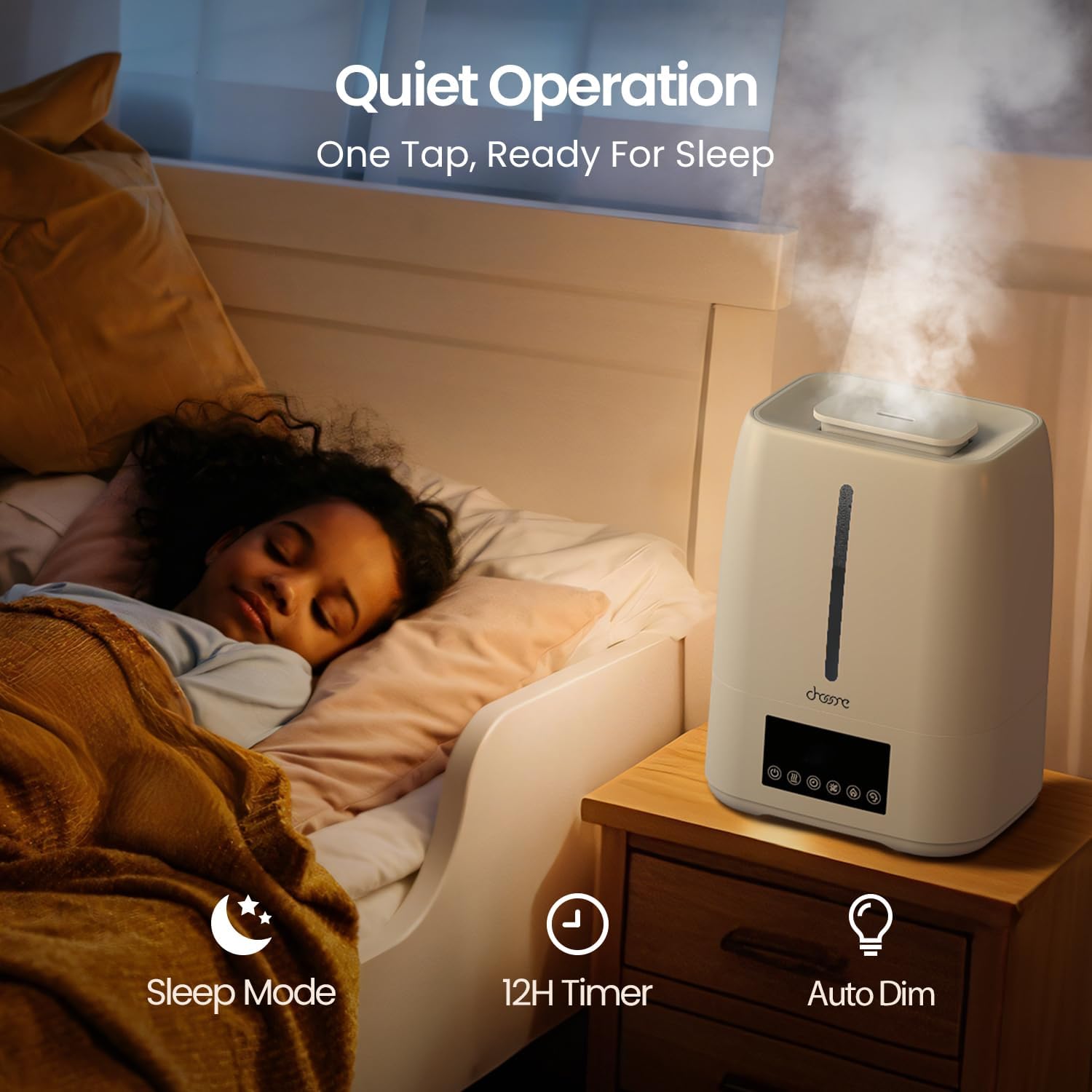 Top Fill Ultrasonic Humidifier by [Brand Name] - Cool & Warm Mist for Large Rooms | Smart Humidity Control & Aroma Diffuser