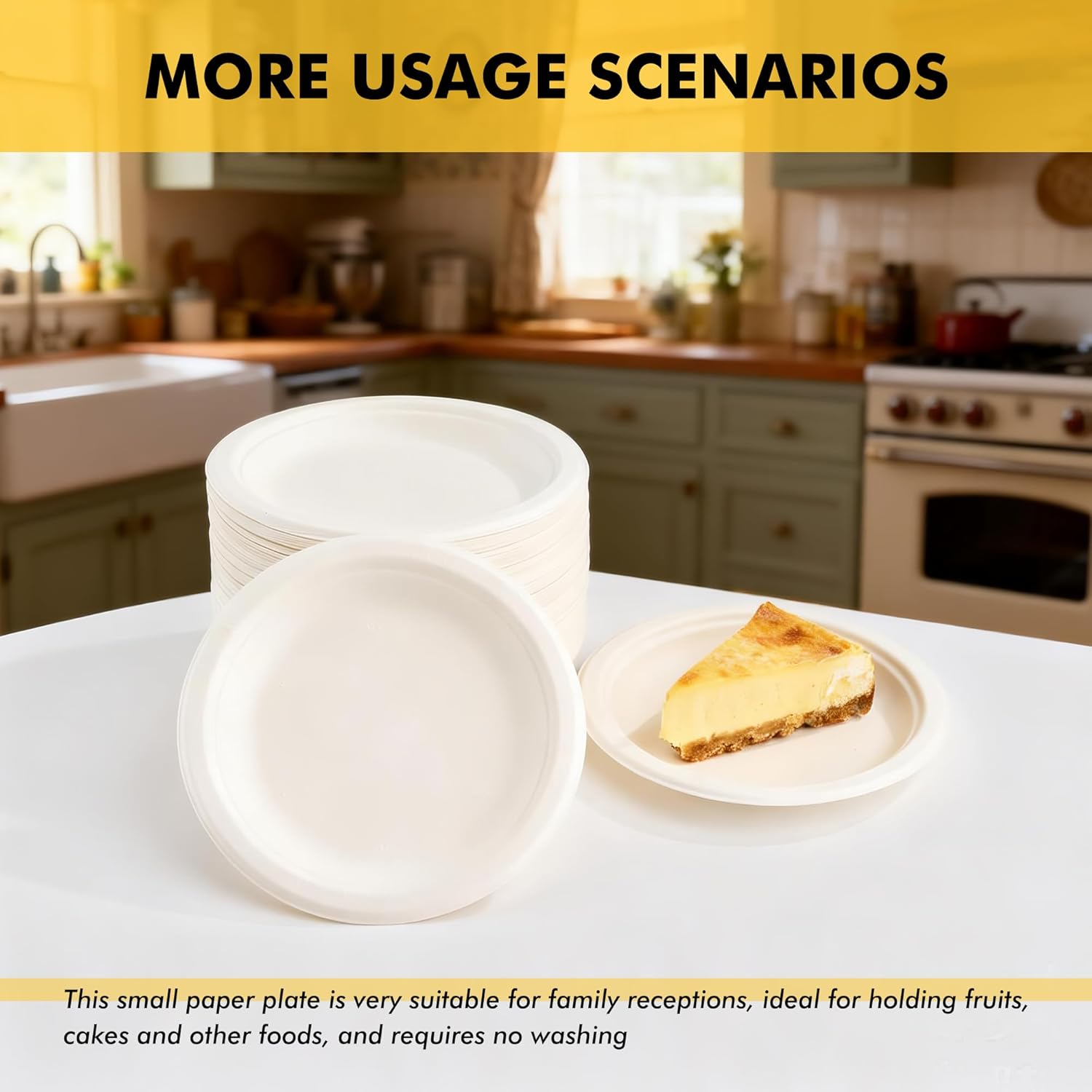 RACETOP Compostable 6-Inch Paper Plates - Biodegradable Heavy-Duty Dessert Plates | 100-Pack, Unbleached White