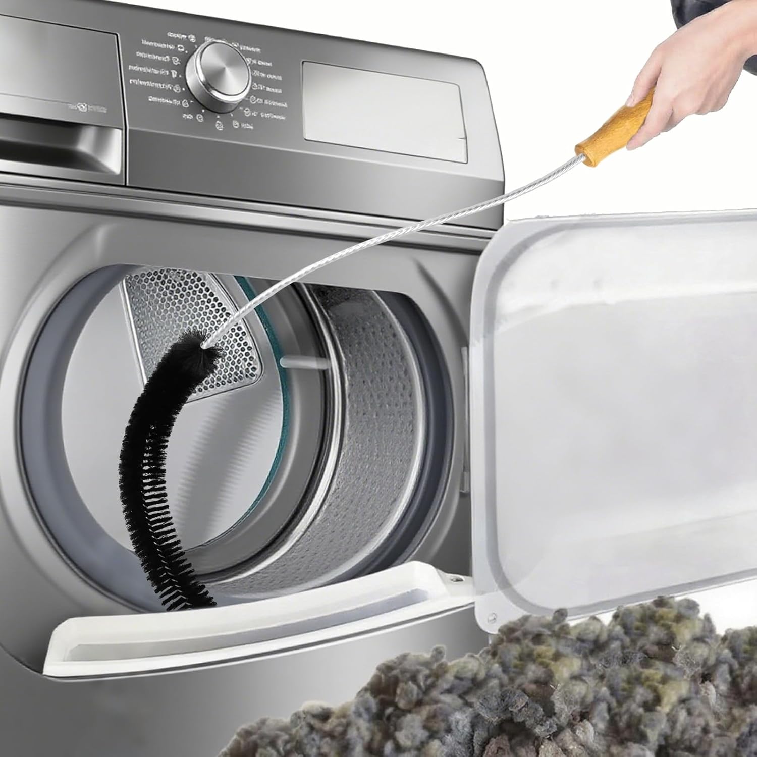 Skiennix Dryer Lint Brush - 47.2 Inch Extra Long Flexible Tool for Efficient Lint Trap Cleaning