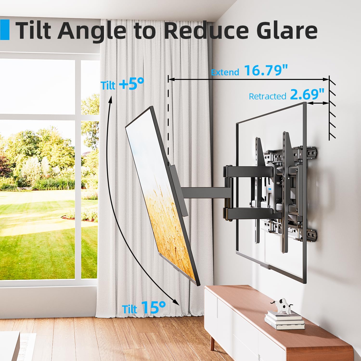USX STAR Full Motion TV Wall Mount - Adjustable Swivel & Tilt for 42-86 Inch TVs, Max VESA 600x400mm, 110 LBS Capacity