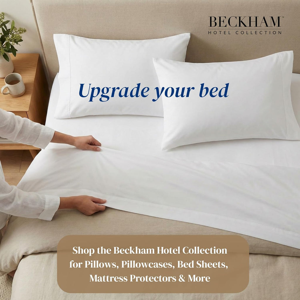 Beckham Hotel Collection Queen Sheets Set - 100% Cotton Sateen, Silky Soft, 16” Deep Pocket, White