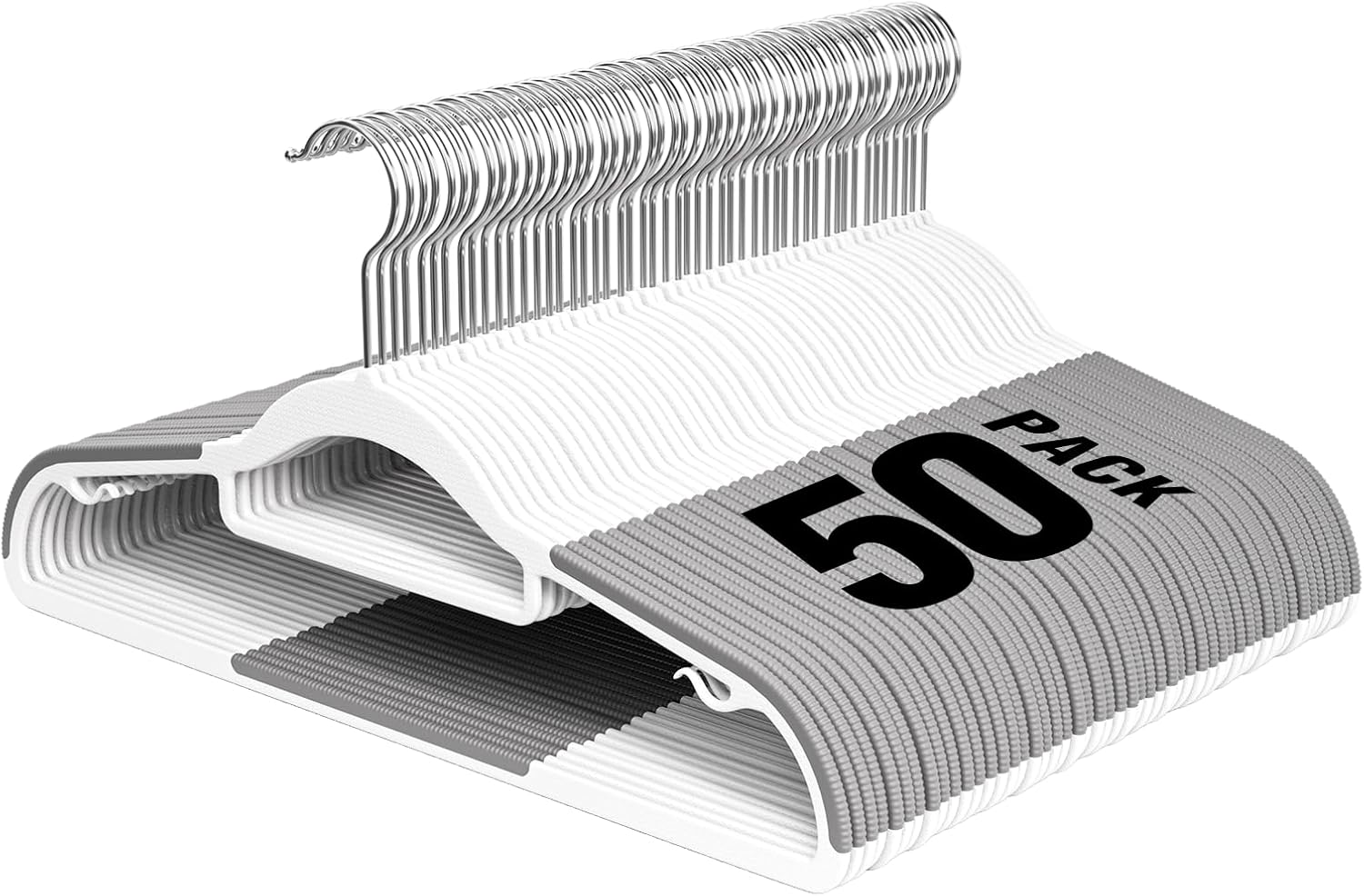 Plastic Hangers 50 Pack - Heavy Duty 16.5 in Clothes Hangers with 360° Swivel Hook & Non-Slip Bar