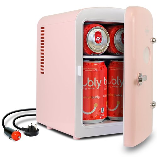 Koolatron Mini Fridge - 6 Can Refrigerator for Bedroom Office, Portable Table Top Beverage Cooler, 12V 110V Refrigerador For Drinks, Soda, Wine, Use In Car, Dorm, Outdoor, Patio