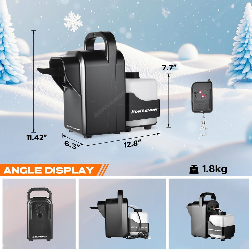Skiennix 900W Foam Snow Machine - Low Noise Indoor/Outdoor Snow Maker with Remote Control & Adjustable Effects