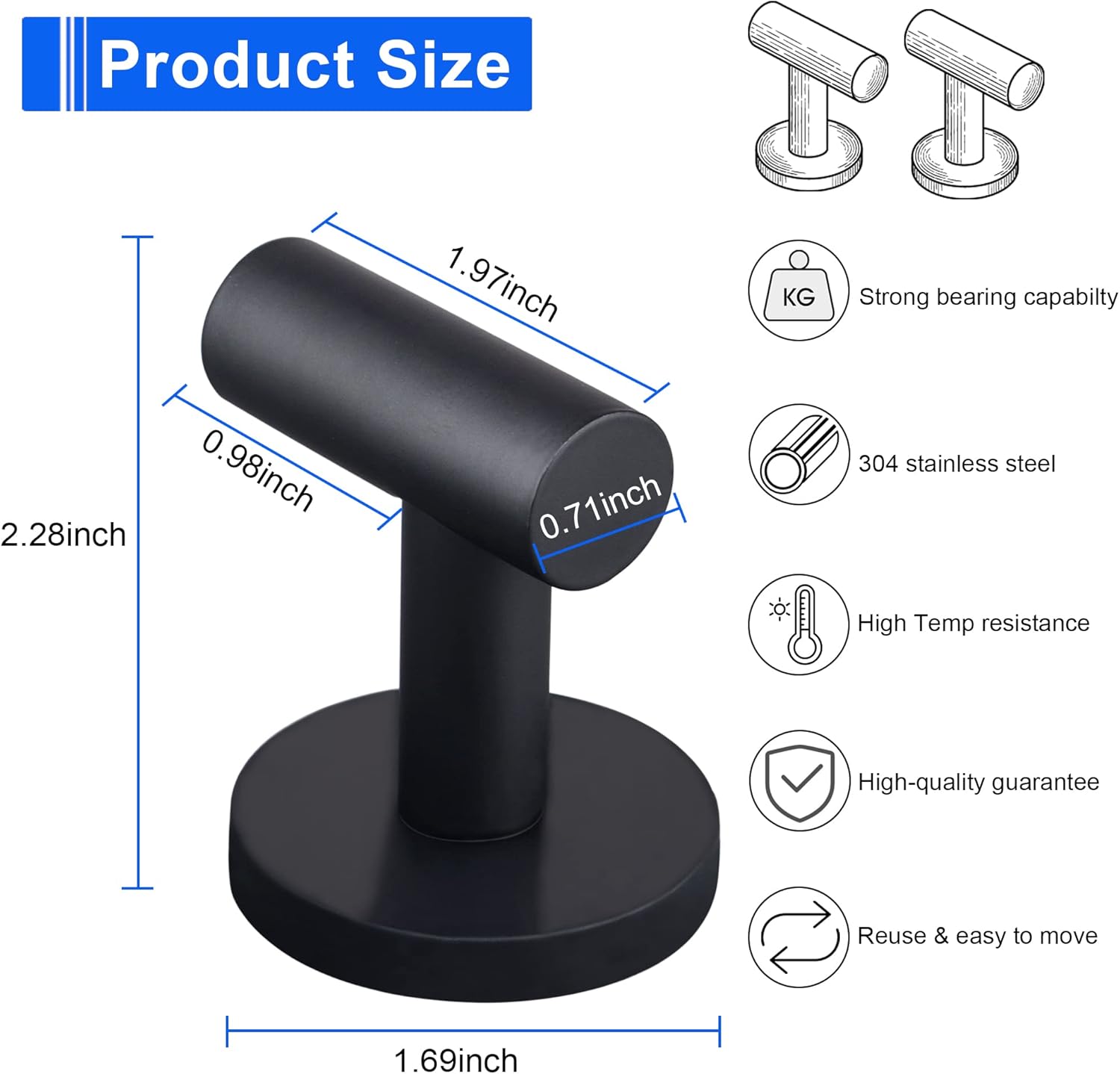 ULIBERMAGNET Strong Magnetic Coat Hooks - Heavy Duty Rubber Coated Neodymium Magnet for Metal Surfaces | Ideal for Towels, Coats, Bags, and Umbrellas