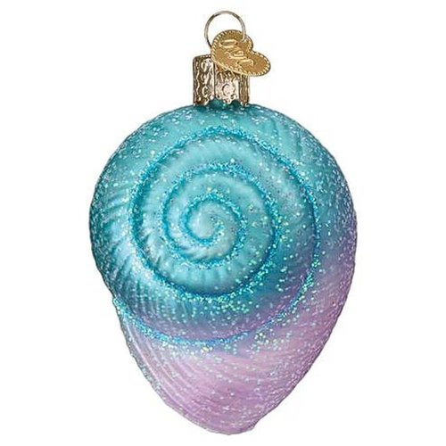 Old World Christmas Fanciful Spiral Shell Glass Blown Ornament for Christmas Tree, Handcrafted Holiday Decoration, Seashell Collection