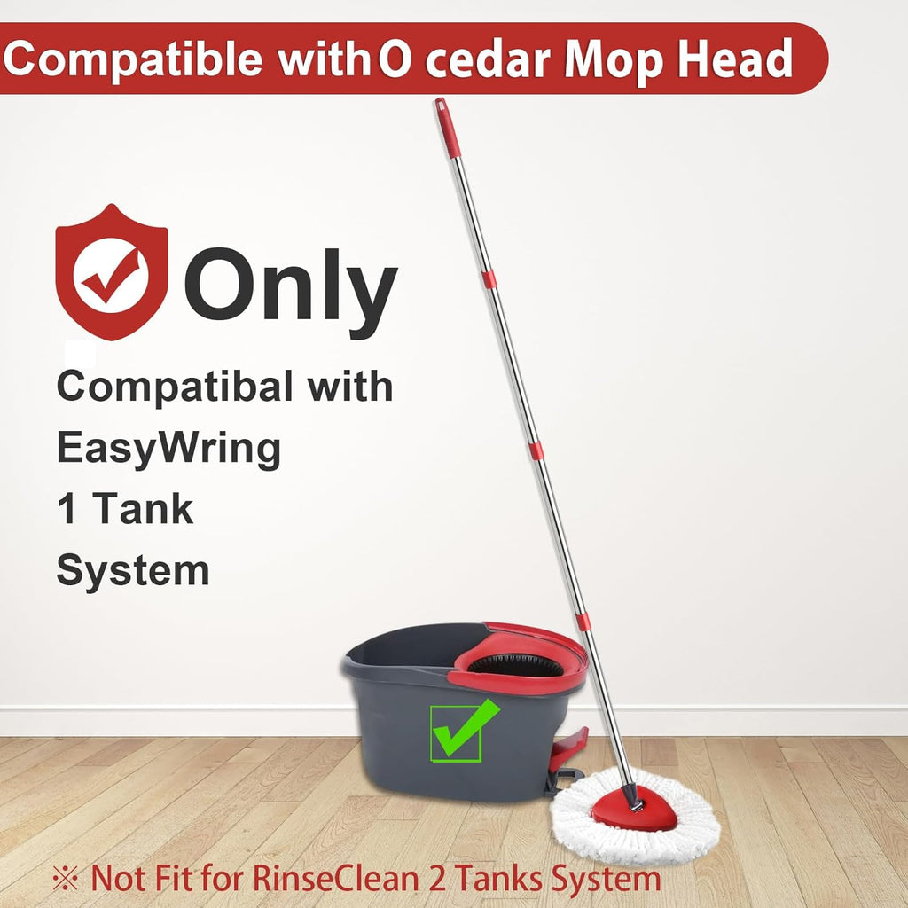 OCedar Spin Mop Replacement Set - 2 Mop Heads, 1 Base & 1 Adjustable Handle (30-58in) - White Microfiber