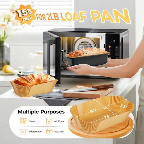Loaf Pan Liners - 155 Pcs Non-Stick Parchment Paper for Easy Cleanup | 9x5 Inch for Sourdough, Cakes & Breads